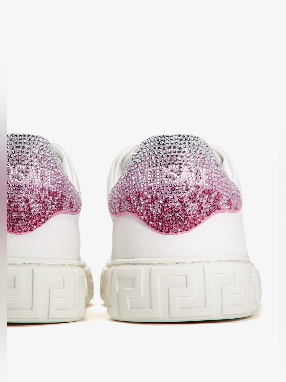 NWT VERSACE Pink Ombré Greca Crystal Tessuto Free Bio Embellished Sneakers - Picture 8 of 14